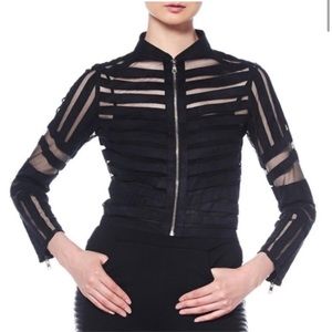 Gracia Black Mesh and Faux Suede Jacket